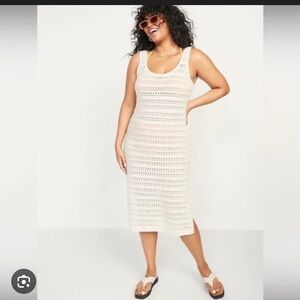 Cream Knit Sleeveless Dress Swim cover crochet medium old navy